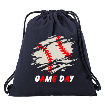 Funny Baseball Day Quote Cool Game Of The Day Gift Drawstring Bag