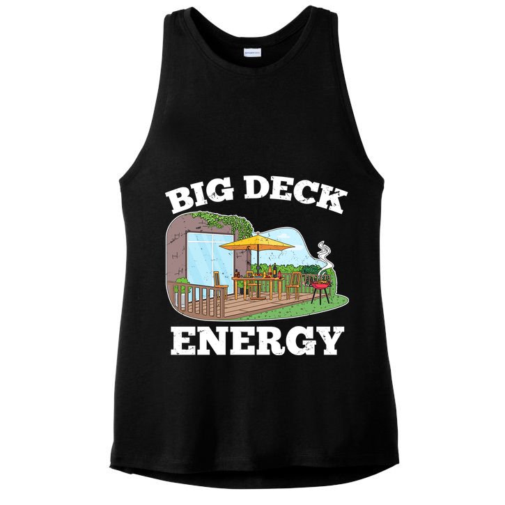 Funny Big Deck Energy Summer Vacation Ladies PosiCharge Tri-Blend Wicking Tank
