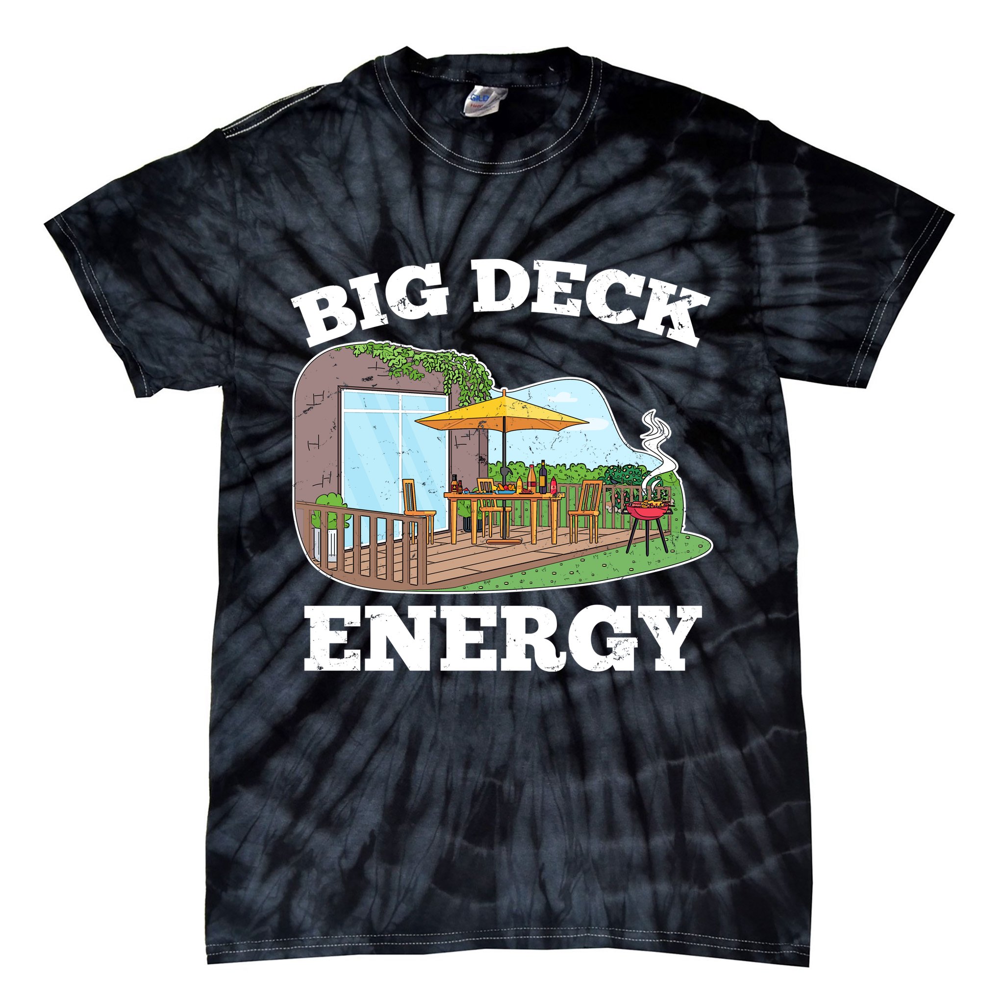 Funny Big Deck Energy Summer Vacation Tie-Dye T-Shirt