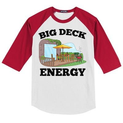 Funny Big Deck Energy Summer Vacation Kids Colorblock Raglan Jersey