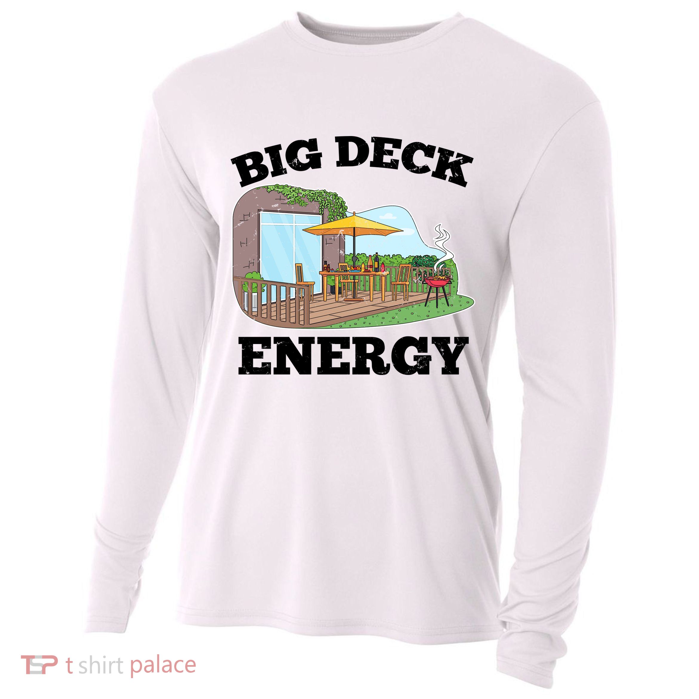 Funny Big Deck Energy Summer Vacation Cooling Performance Long Sleeve Crew