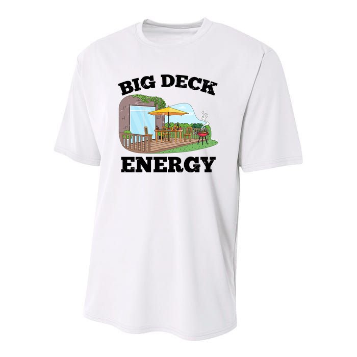 Funny Big Deck Energy Summer Vacation Youth Performance Sprint T-Shirt