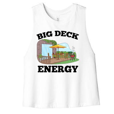 Funny Big Deck Energy Summer Vacation Women's Racerback Cropped Tank