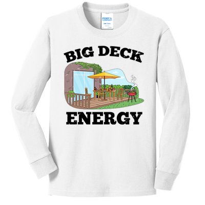 Funny Big Deck Energy Summer Vacation Kids Long Sleeve Shirt