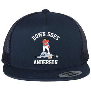 FUNNY BASEBALL DOWN GOES ANDERSON Flat Bill Trucker Hat