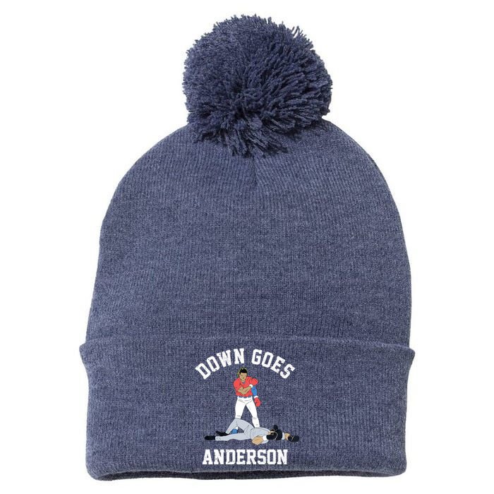 FUNNY BASEBALL DOWN GOES ANDERSON Pom Pom 12in Knit Beanie