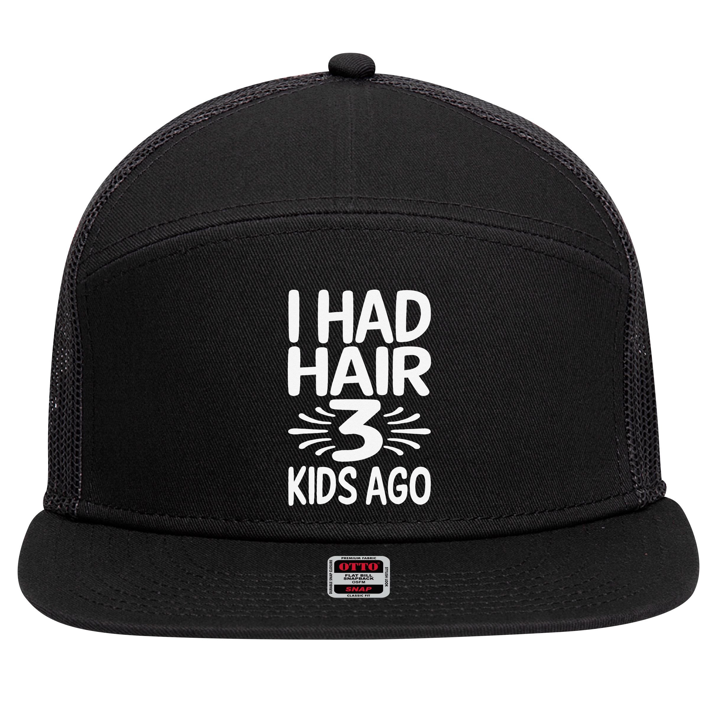 Funny Bald Dad Father Of Three Triplets Husband Fathers Day 7 Panel Mesh Trucker Snapback Hat
