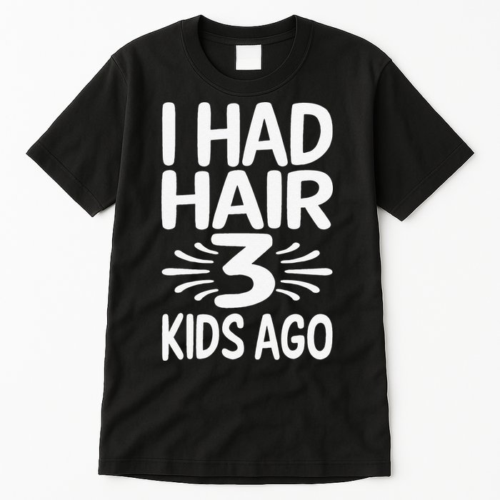 Funny Bald Dad Father Of Three Triplets Husband Fathers Day Tall T-Shirt