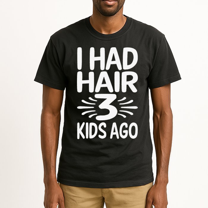 Funny Bald Dad Father Of Three Triplets Husband Fathers Day Tall T-Shirt