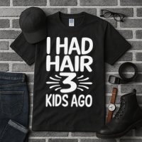 Funny Bald Dad Father Of Three Triplets Husband Fathers Day Tall T-Shirt