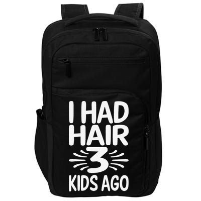 Funny Bald Dad Father Of Three Triplets Husband Fathers Day Impact Tech Backpack