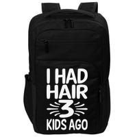 Funny Bald Dad Father Of Three Triplets Husband Fathers Day Impact Tech Backpack