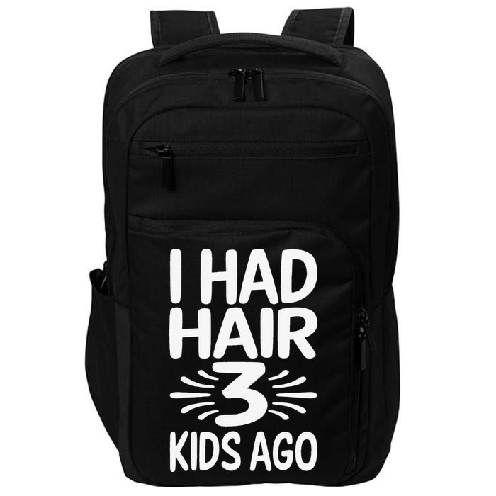 Funny Bald Dad Father Of Three Triplets Husband Fathers Day Impact Tech Backpack