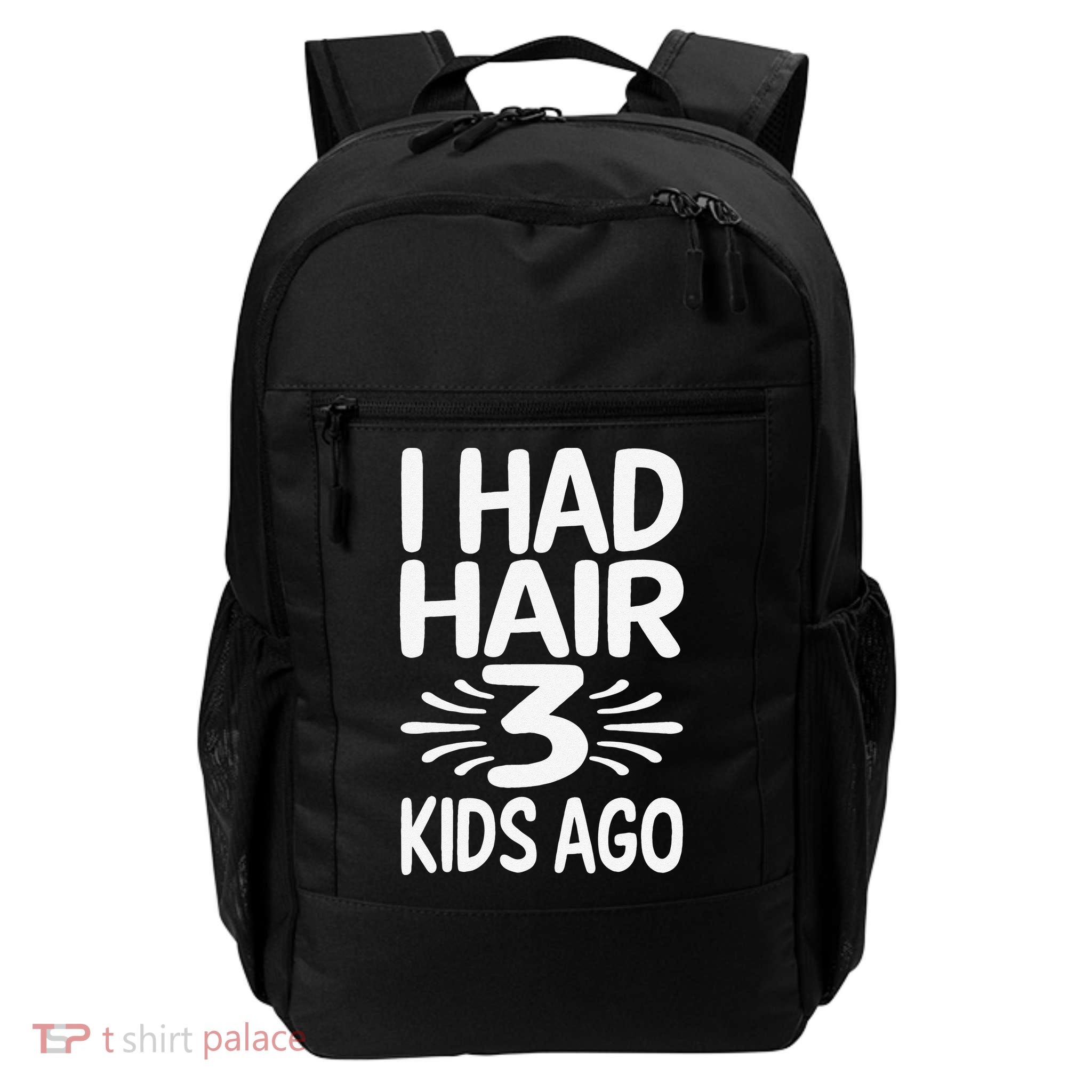 Funny Bald Dad Father Of Three Triplets Husband Fathers Day Backpack