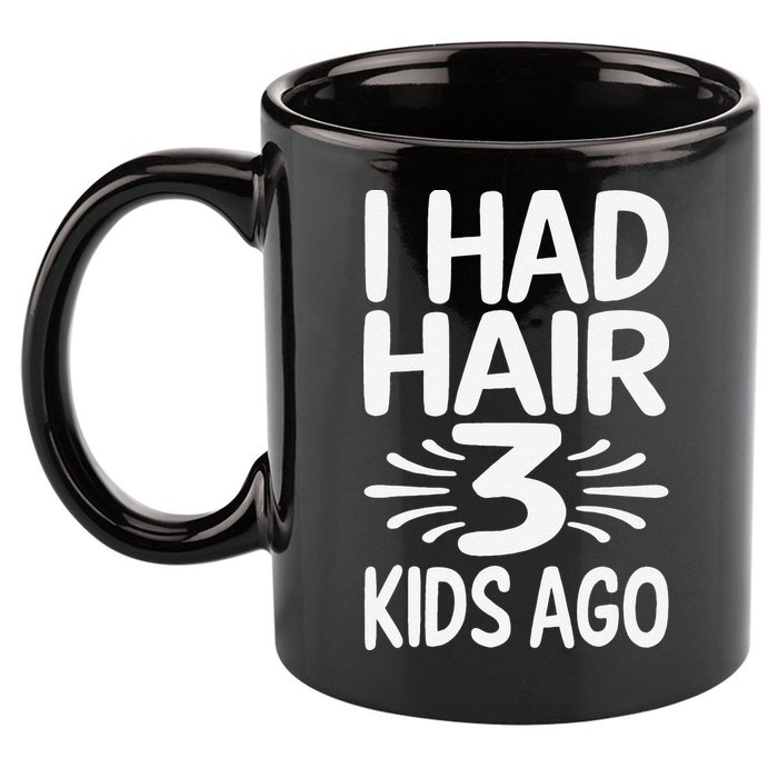 Funny Bald Dad Father Of Three Triplets Husband Fathers Day 11oz C Handle Ceramic Mug