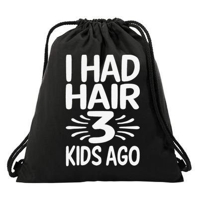 Funny Bald Dad Father Of Three Triplets Husband Fathers Day Drawstring Bag