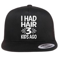 Funny Bald Dad Father Of Three Triplets Husband Fathers Day Flat Bill Trucker Hat