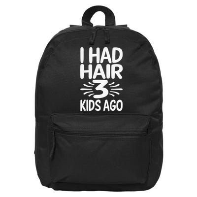 Funny Bald Dad Father Of Three Triplets Husband Fathers Day 16 in Basic Backpack