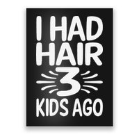 Funny Bald Dad Father Of Three Triplets Husband Fathers Day Poster
