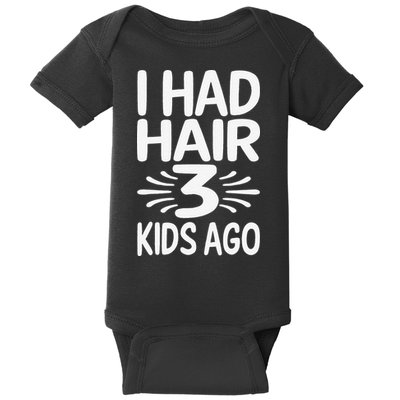 Funny Bald Dad Father Of Three Triplets Husband Fathers Day Baby Bodysuit