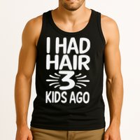 Funny Bald Dad Father Of Three Triplets Husband Fathers Day Tank Top