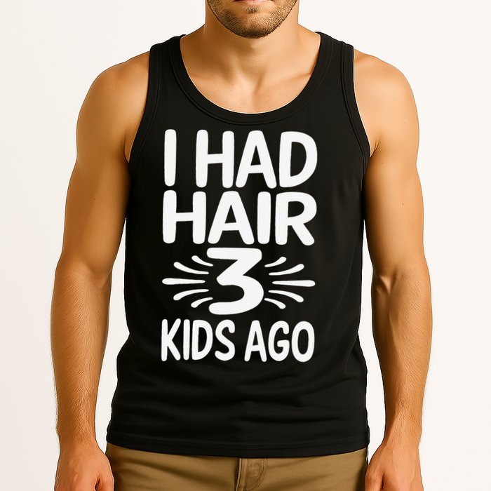 Funny Bald Dad Father Of Three Triplets Husband Fathers Day Tank Top