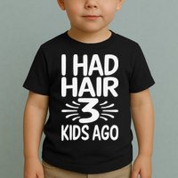 Funny Bald Dad Father Of Three Triplets Husband Fathers Day Toddler T-Shirt