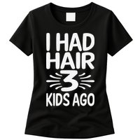 Funny Bald Dad Father Of Three Triplets Husband Fathers Day Womens T-Shirt