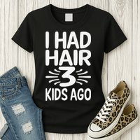 Funny Bald Dad Father Of Three Triplets Husband Fathers Day Womens T-Shirt