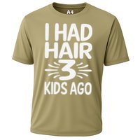 Funny Bald Dad Father Of Three Triplets Husband Fathers Day Performance Shirt