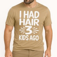 Funny Bald Dad Father Of Three Triplets Husband Fathers Day Performance Shirt