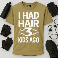 Funny Bald Dad Father Of Three Triplets Husband Fathers Day Performance Shirt