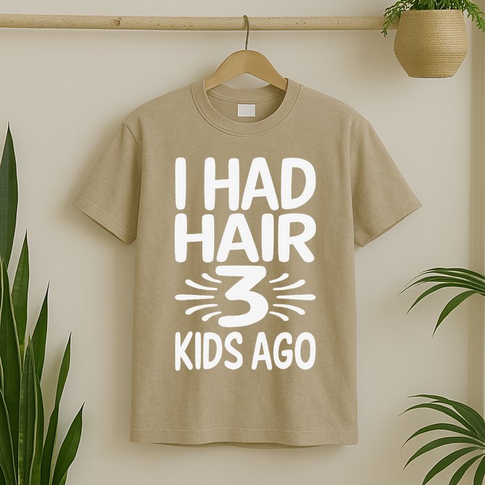 Funny Bald Dad Father Of Three Triplets Husband Fathers Day T-Shirt