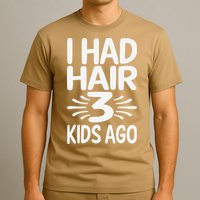 Funny Bald Dad Father Of Three Triplets Husband Fathers Day T-Shirt