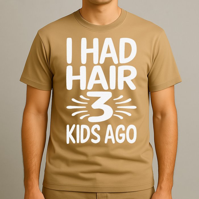 Funny Bald Dad Father Of Three Triplets Husband Fathers Day T-Shirt
