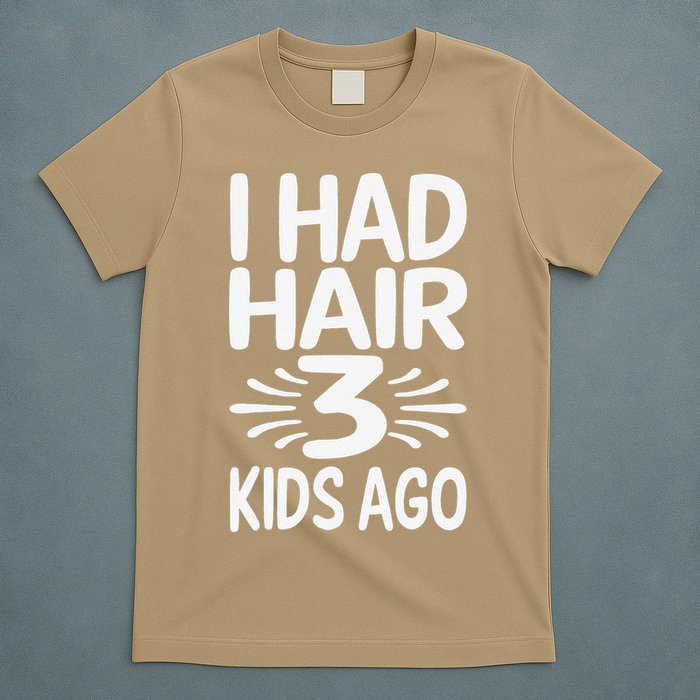 Funny Bald Dad Father Of Three Triplets Husband Fathers Day T-Shirt