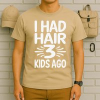 Funny Bald Dad Father Of Three Triplets Husband Fathers Day T-Shirt