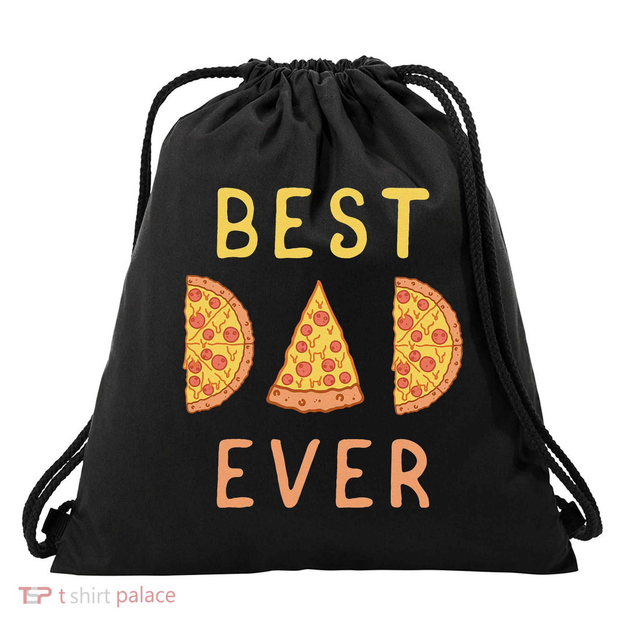 Funny Best Dad Ever Pizza Lover Fathers Day Papa Drawstring Bag