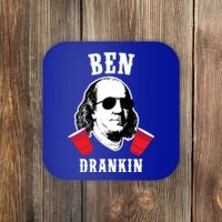 Funny Ben Drankin 4th Of July Aviator American Design Gift Coaster