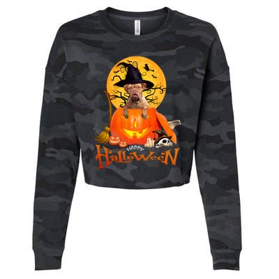 Funny Bordeaux Dog Spooky Halloween Cropped Pullover Crew