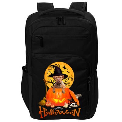 Funny Bordeaux Dog Spooky Halloween Impact Tech Backpack