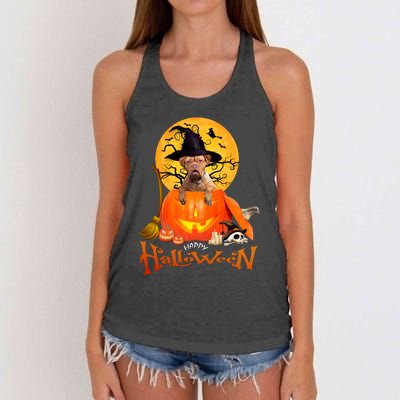 Funny Bordeaux Dog Spooky Halloween Women's Knotted Racerback Tank