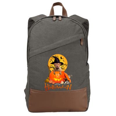 Funny Bordeaux Dog Spooky Halloween Cotton Canvas Backpack