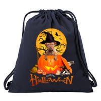 Funny Bordeaux Dog Spooky Halloween Drawstring Bag