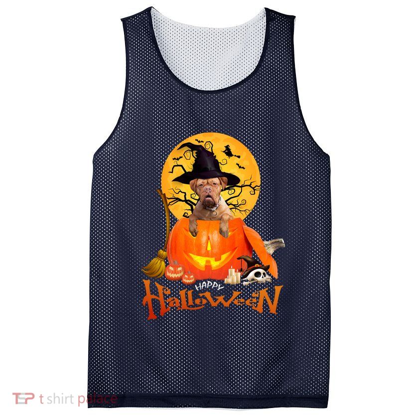 Funny Bordeaux Dog Spooky Halloween Mesh Reversible Basketball Jersey Tank