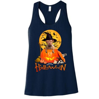 Funny Bordeaux Dog Spooky Halloween Women's Racerback Tank