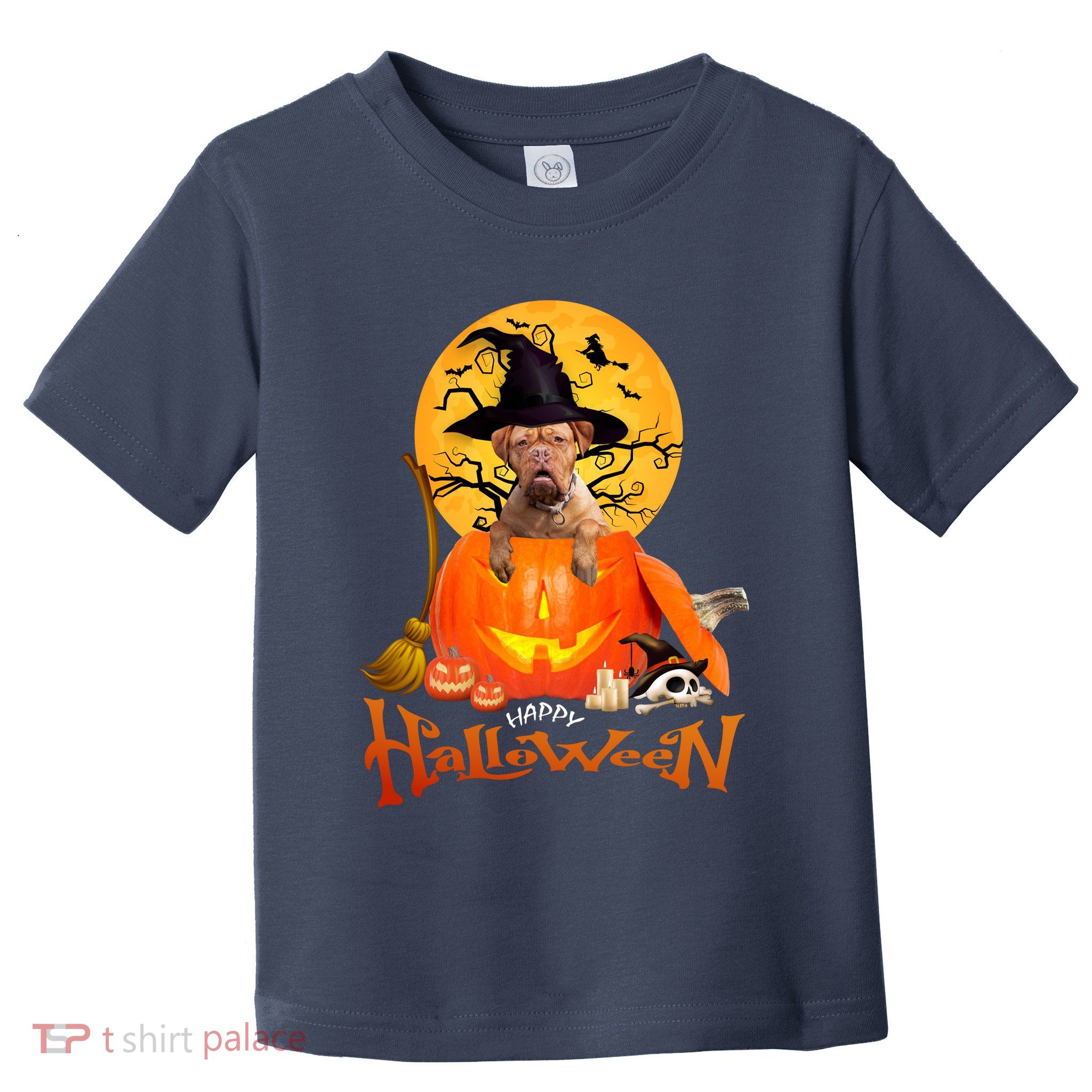 Funny Bordeaux Dog Spooky Halloween Toddler T-Shirt