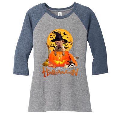 Funny Bordeaux Dog Spooky Halloween Women's Tri-Blend 3/4-Sleeve Raglan Shirt