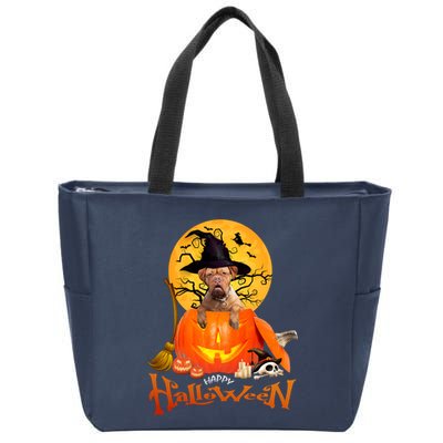 Funny Bordeaux Dog Spooky Halloween Zip Tote Bag