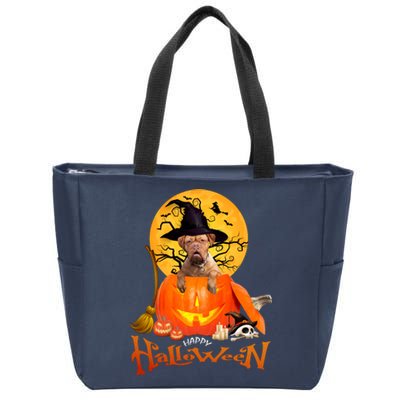 Funny Bordeaux Dog Spooky Halloween Zip Tote Bag